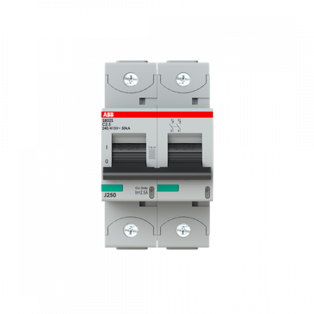ABB S802S-C2.5 Hochleistungs-Sicherungsautomat 2.5A, C, 400 V AC=Icu 50kA, 690 V AC=Icu6kA, 2P