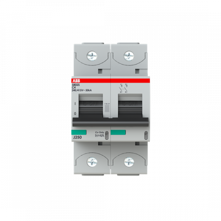 ABB S802S-C4 Hochleistungs-Sicherungsautomat 4A, C, 400 V AC=Icu 50kA, 690 V AC=Icu6kA, 2P