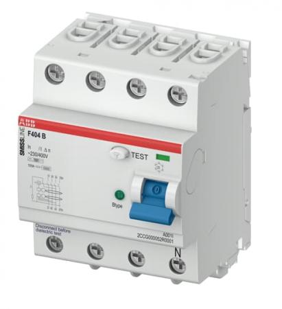 ABB F404B-63/0.3 Fehlerstrom-Schutzschalter Typ B, 63 A, 300 mA, 4P, steckbar