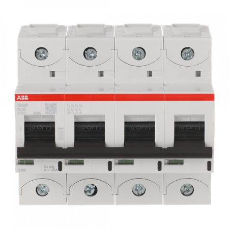 ABB S804P-B100 Hochleistungs-Sicherungsautomat 100A, B-Char., Icu=50kA 240/415V AC, 4P