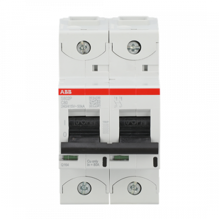 ABB S802P-C80 Hochleistungs-Sicherungsautomat 80A, C-Char., Icu=50 kA 240/415V AC, 2P