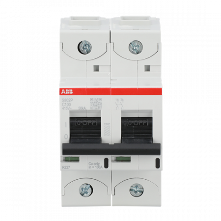 ABB S802P-C100 Hochleistungs-Sicherungsautomat 100A, C-Char., Icu=50 kA 240/415V AC, 2P