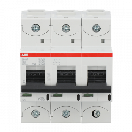 ABB S803P-C80 Hochleistungs-Sicherungsautomat 80A, C-Char., Icu=50kA 240/415V AC, 3P