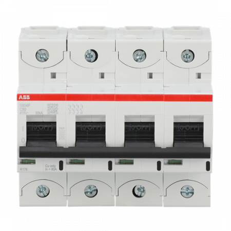 ABB S804P-C80 Hochleistungs-Sicherungsautomat 80A, C-Char., Icu=50kA 240/415V AC, 4P