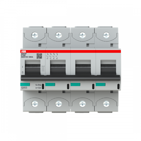 ABB S804P-C100 Hochleistungs-Sicherungsautomat 100A, C-Char., Icu=50kA 240/415V AC, 4P