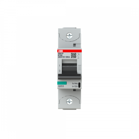 ABB S801P-K100 Hochleistungs-Sicherungsautomat 100A, K-Char., Icu=50 kA 240/415V AC, 1P