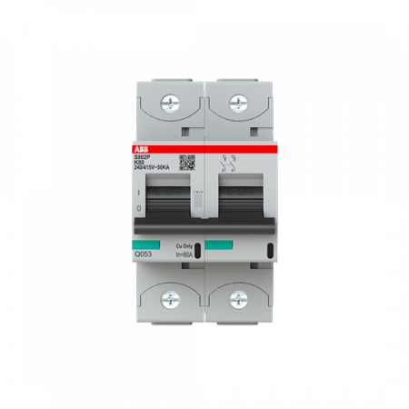 ABB S802P-K80 Hochleistungs-Sicherungsautomat 80A, K-Char., Icu=50 kA 240/415V AC, 2P