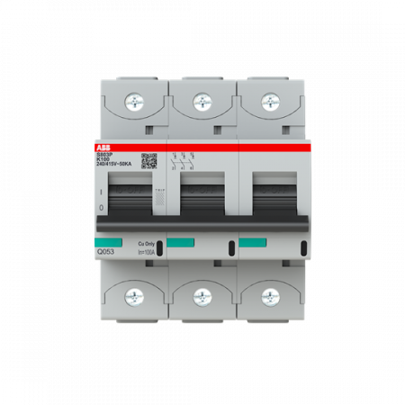 ABB S803P-K100 Hochleistungs-Sicherungsautomat 100A, K-Char., Icu=50kA 240/415V AC, 3P