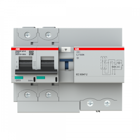 ABB DS802P-K125/0.03AP-R FI/LS-Kombination, 125 A, 2P, K, Icu=50kA, 240/415V AC, kurzzeitverzögert