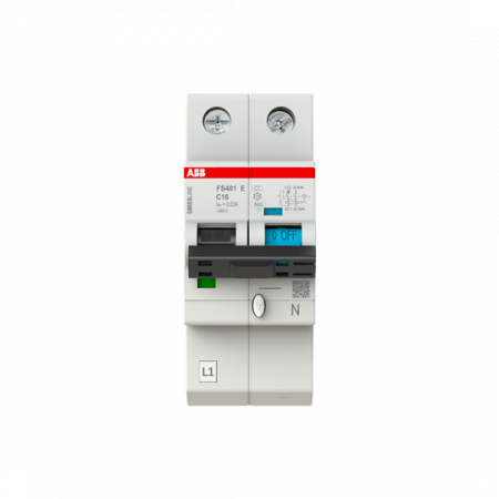 ABB FS401E-C16/0.03 FI/LS-Schalter 1P+N, 6 kA, C-Charak., 16 A, 30 mA Typ A SMISSLINE TP