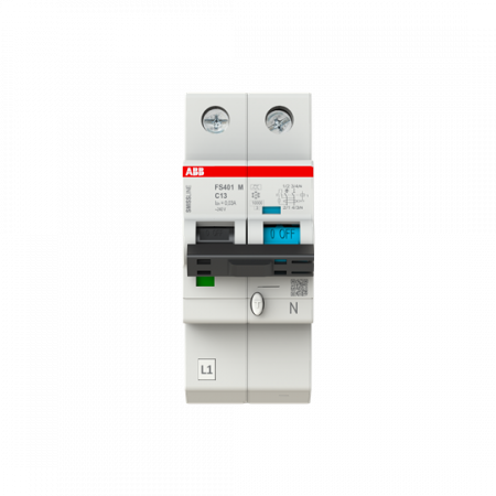 ABB FS401M-C13/0.03 FI/LS-Schalter 1P+N, 10 kA, C-Charak., 13 A, 30 mA Typ A SMISSLINE TP