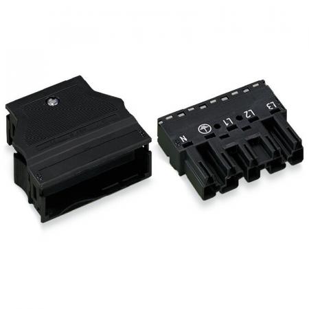 WAGO 770-115 WINSTA MIDI Stecker 5-polig 25 A schwarz mit Zugentlastung