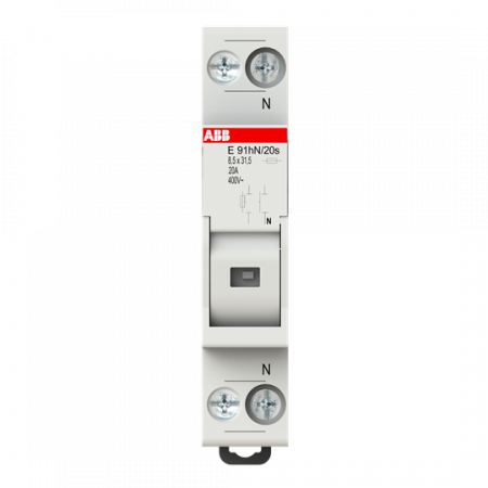 ABB E 91HN/20S Sicherungshalter, 1+N Pol, 20A für Sicherungseinsatz 8,5 x 31,5mm mit Sicherungsüberwachungsanzeige