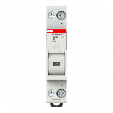 ABB E 91HN/32S Sicherungshalter, 1+N Pol, 32A für Sicherungseinsatz 10,3 x 38mm mit Sicherungsüberwachungsanzeige