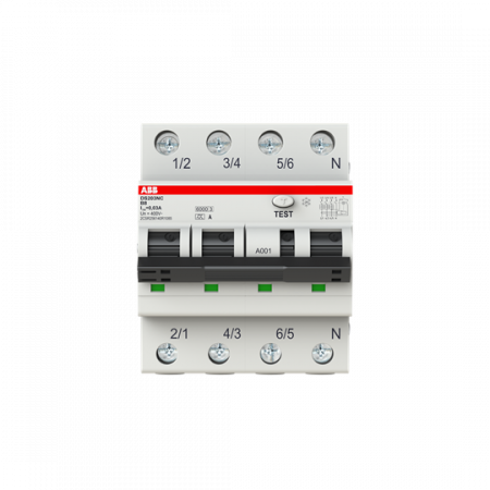 ABB DS203NC B8 A30 FI/LS-Schalter 6kA 3P+N, Typ A, B 8, 30mA 6kA IEC/EN 61009, 10kA IEC/EN 60947-2