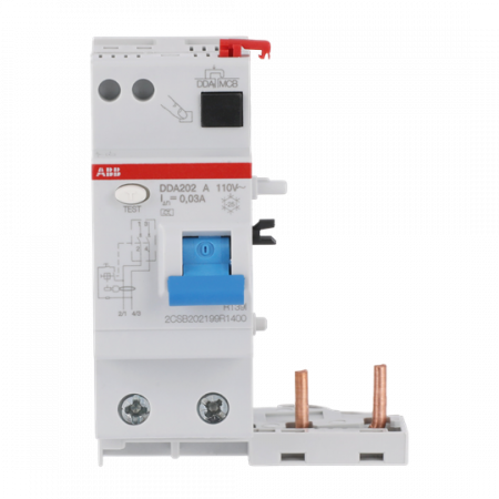 ABB DDA202 A-40/0.03 110V FI-Block Typ A 110V RCU, 2P, 40A, 30mA, f.110V AC-Netz