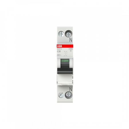 ABB SN201 M-C20 Sicherungsautomat C-Char., 10 kA, 20 A, 1P+N Neutralleiter rechts