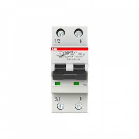 ABB DS201 C30 A30 UL FI/LS UL/CSA Zulassung 6kA, 1P+N, Typ A, C 30, 30mA
