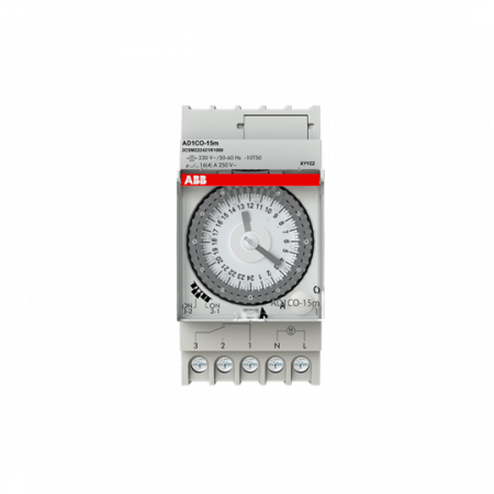 ABB AD1CO-15m Analoge Zeitschaltuhr Tagesprogramm 15-min-Takt, 1 Wechsler 230 V AC
