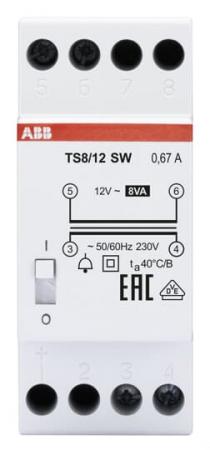 ABB TS 8/12SW Klingeltransformator 230V, 8 VA,12V, EIN/AUS Schalter