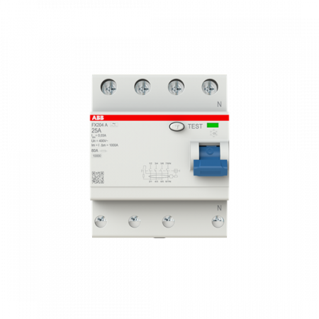 ABB FX204 A-25/0.03 Fehlerstrom-Schutzschalter 4P, Typ A, 25 A, 30 mA FlexLine Push-in Technologie