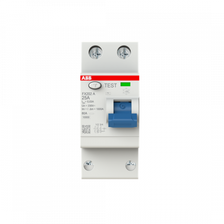 ABB FX202 A-25/0.03 Fehlerstrom-Schutzschalter 2P, Typ A, 25 A, 30 mA FlexLine Push-in Technologie