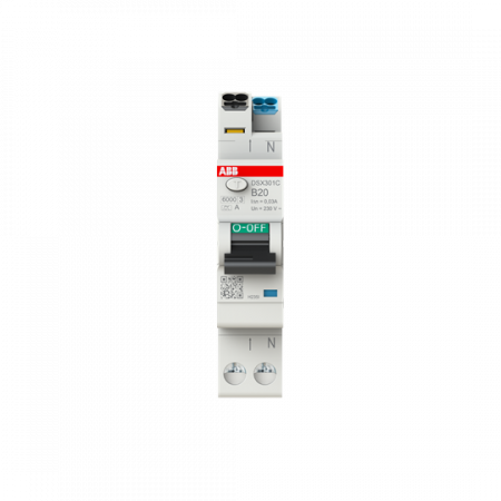 ABB DSX301C B20 A30 FI/LS-Schalter, 1 TE 6kA, 1P+N, Typ A, B20, 30mA FlexLine Push-in Technologie