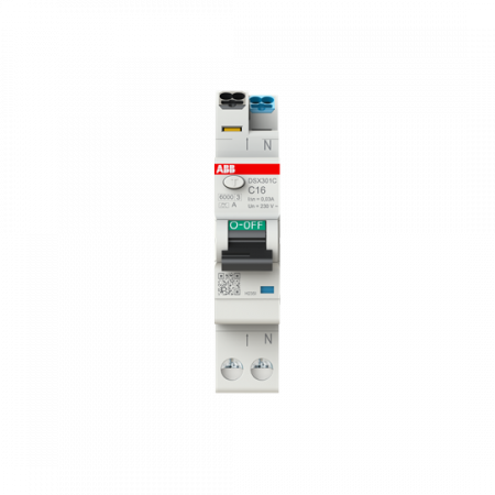 ABB DSX301C C16 A30 FI/LS-Schalter, 1 TE 6kA, 1P+N, Typ A, C16, 30mA FlexLine Push-in Technologie