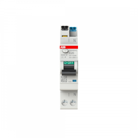 ABB DSX301C C20 A30 FI/LS-Schalter, 1 TE 6kA, 1P+N, Typ A, C20, 30mA FlexLine Push-in Technologie