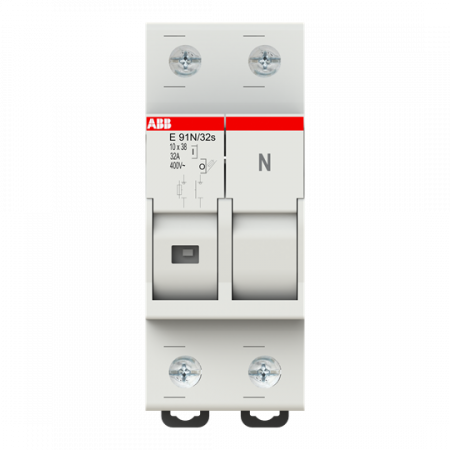 ABB E 91N/32s Sicherungs-Trennschalter, 1+N Pol, 32A für Sicherungseinsatz 10,3 x 38mm AC-22B mit Sicherungsüberwachungsanzeige