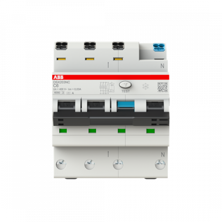 ABB DSX203NC C6 A30 FI/LS-Schalter 6kA, 3P+N, Typ A, C 6, 30mA FlexLine Push-in Technologie