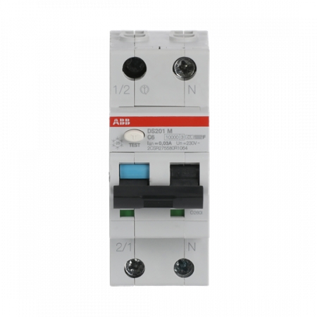 ABB DS201 M C6 F30 FI/LS-Schalter 10kA, 1P+N, Typ F, C 6, 30mA