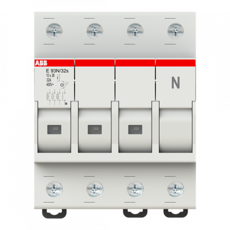 ABB E 93N/32S Sicherungs-Trennschalter. 3+N Pol, 32A für Sicherungseinsatz 10,3 x 38mm AC-22B mit Sicherungsüberwachungsanzeige