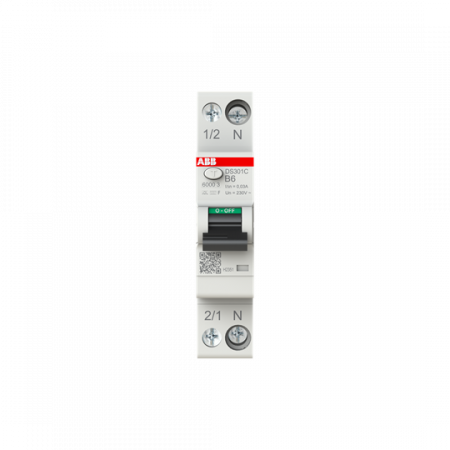 ABB DS301C B6 F30 FI/LS-Schalter Typ F mischfrequenzsensitiv 30 mA, 6 kA, 1P+N, B-Char., 6 A 1 Teilungseinheit