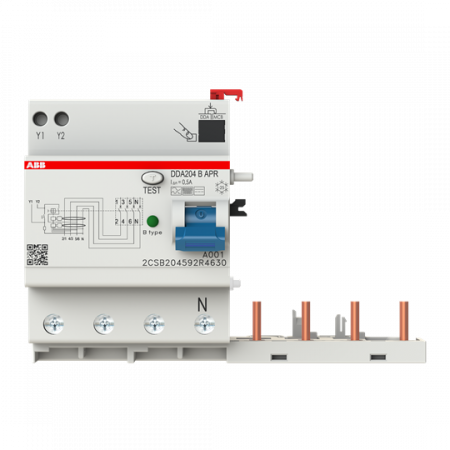 ABB DDA204 B-63/0.5 AP-R FI-Block für S204/S304 4P, allstromsensitiv, 63A, 500mA