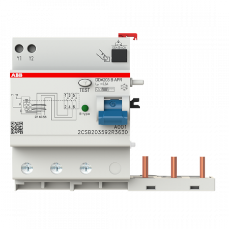 ABB DDA203 B-63/0.3 AP-R FI-Block für S203/S303 3P, allstromsensitiv, 63A, 300mA