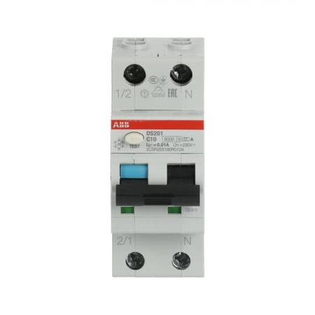 ABB DS201 C10 A10 FI/LS-Schalter 6kA, 1P+N, Typ A, C 10, 10mA