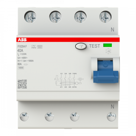 ABB FX204 F-40/0.03 Fehlerstrom-Schutzschalter Typ F 4P 30mA 40 A mischfrequenzsensitiv FlexLine Push-in Technologie