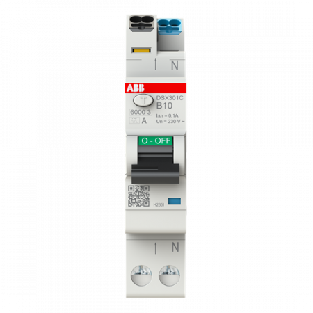 ABB DSX301C B10 A300 FI/LS-Schalter Typ A, 300 mA, 6 kA, 1P+N, B-Char., 10 A FlexLine Push-in Technologie 1 Teilungseinheit