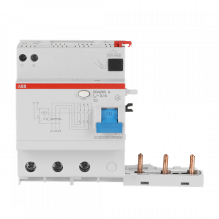 ABB DDA203 A-63/0.1 FI-Block für S203/S303 3P, Typ A, 63A, 100mA