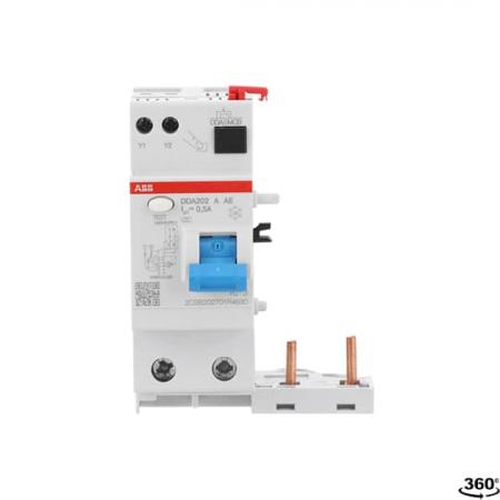 ABB DDA202 A-63/0.5 AE FI-Block für S202/S302 2P, Typ A, 63A, 500mA, Not Aus Funktion