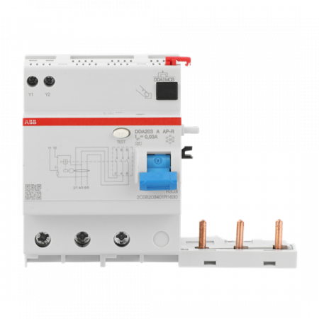 ABB DDA203 A-63/0.03 AP-R FI-Block für S203/S303 3P, Typ A, 63A, 30mA, kurzzeitverzögert
