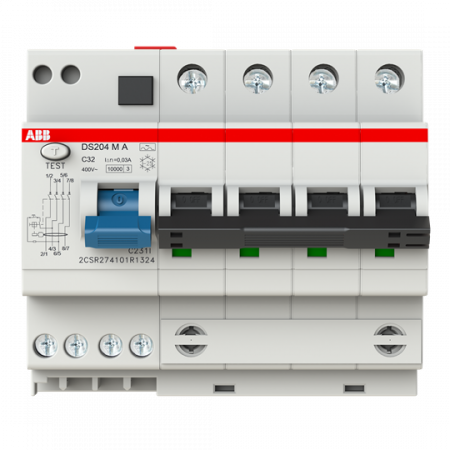 ABB DS204 M A-C32/0.03 FI/LS-Kombination 10kA, 4P, Typ A, C 32A, 30mA