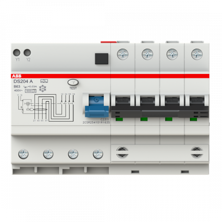 ABB DS204 A-B63/0.03 FI/LS-Kombination 6kA, 4P, Typ A, B 63A, 30mA