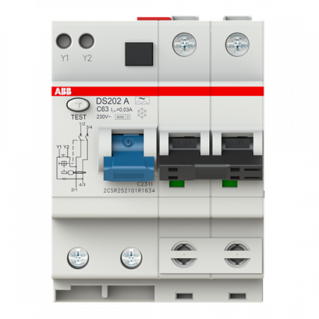 ABB DS202 A-C63/0.03 FI/LS-Kombination 6kA, 2P, Typ A, C 63A, 30mA