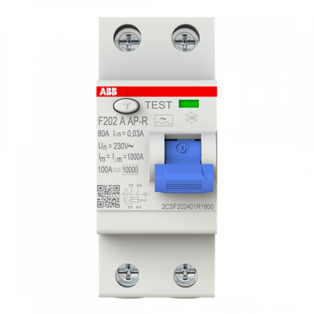ABB F202 A-80/0.03 AP-R FI-Schutzschalter 2P, Typ A, 80A, 30mA, kurzzeitverzögert