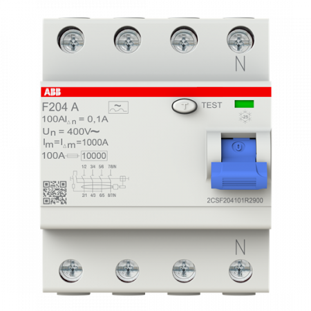 ABB F204 A-100/0.1 FI-Schutzschalter 4P, Typ A, 100A, 100mA