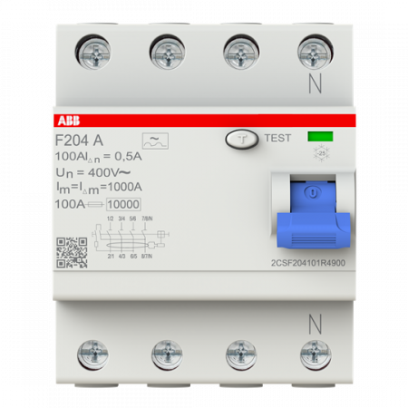 ABB F204 A-100/0.5 FI-Schutzschalter 4P, Typ A, 100A, 500mA