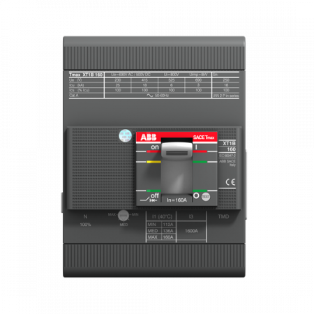 ABB XT1C 160 TMD 50-500 4p F F Kompaktleistungsschalter Tmax XT1 mit vorderseitigen Anschlüssen, 4polig