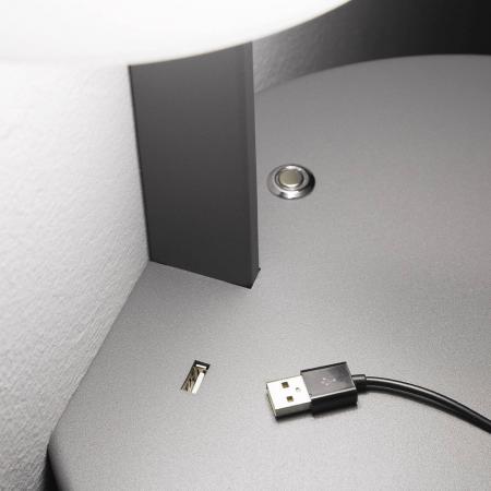 Goodnight Multifunktionale Tischleuchte in Kombination Tischablage integrierter Tastdimmer & USB-Port von Fabas Luce